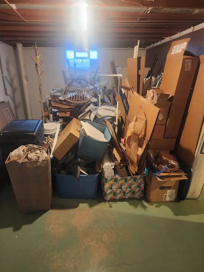 Roll-off dumpster container at job site for 4 Yard Dumpster Rental in Fussels Corner